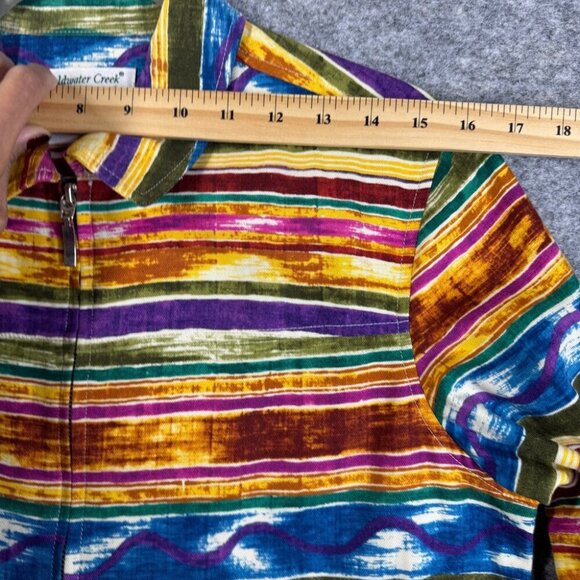 Coldwater Creek Rainbow Striped Zipper Cowgirl Cotton Western Jacket Small - Picture 9 of 16